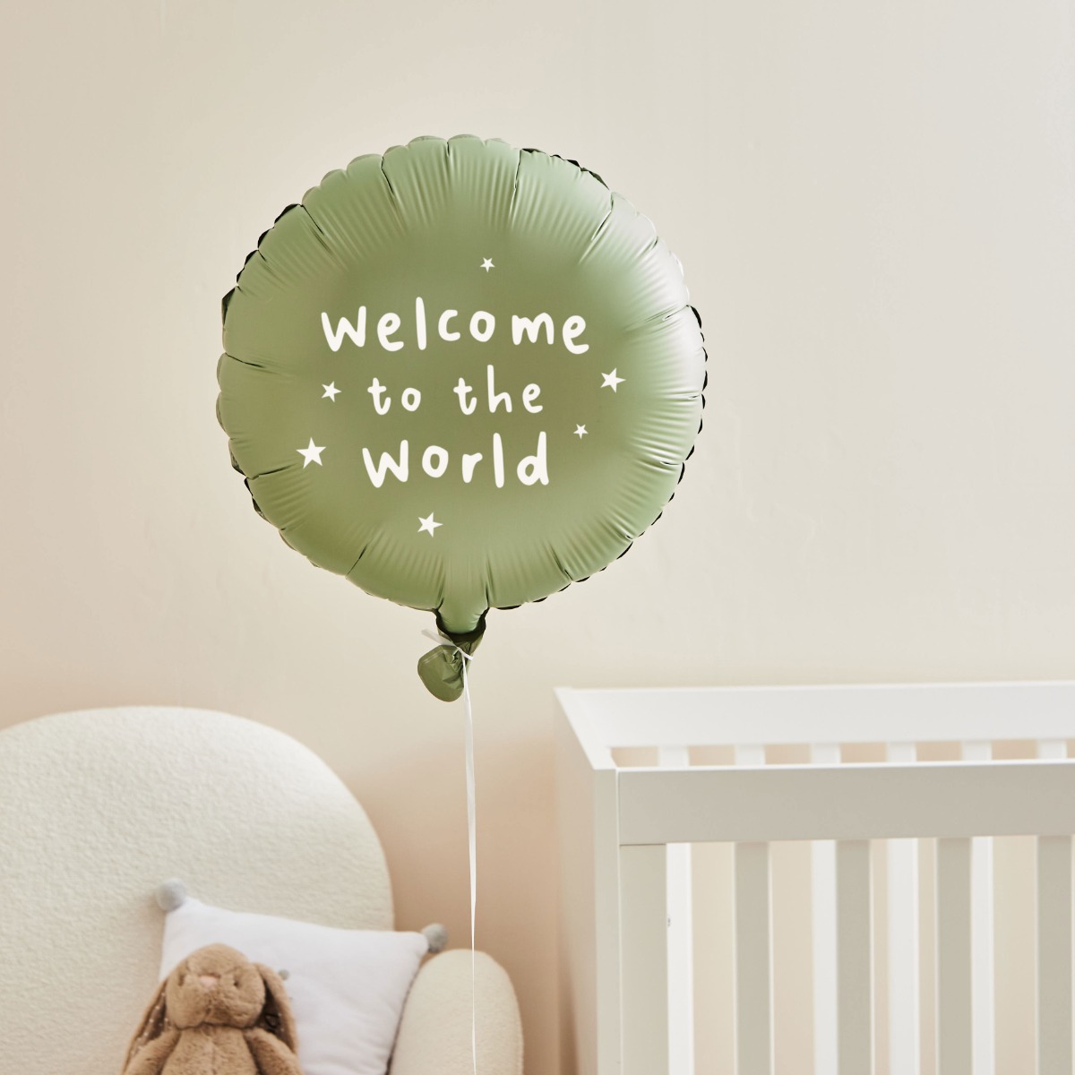 Personalised Eucalyptus Welcome To The World Balloon