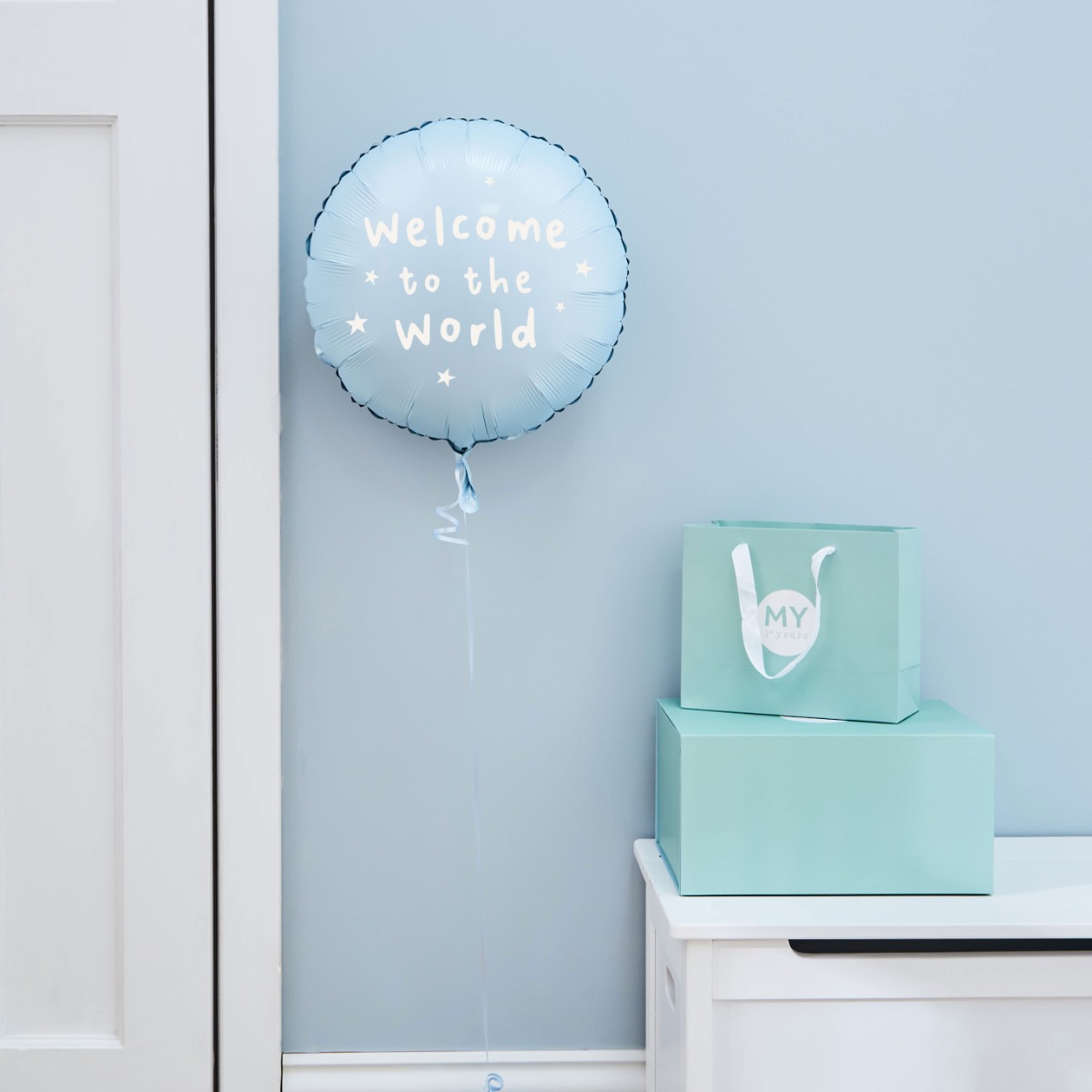 Personalised Blue Welcome To The World Balloon