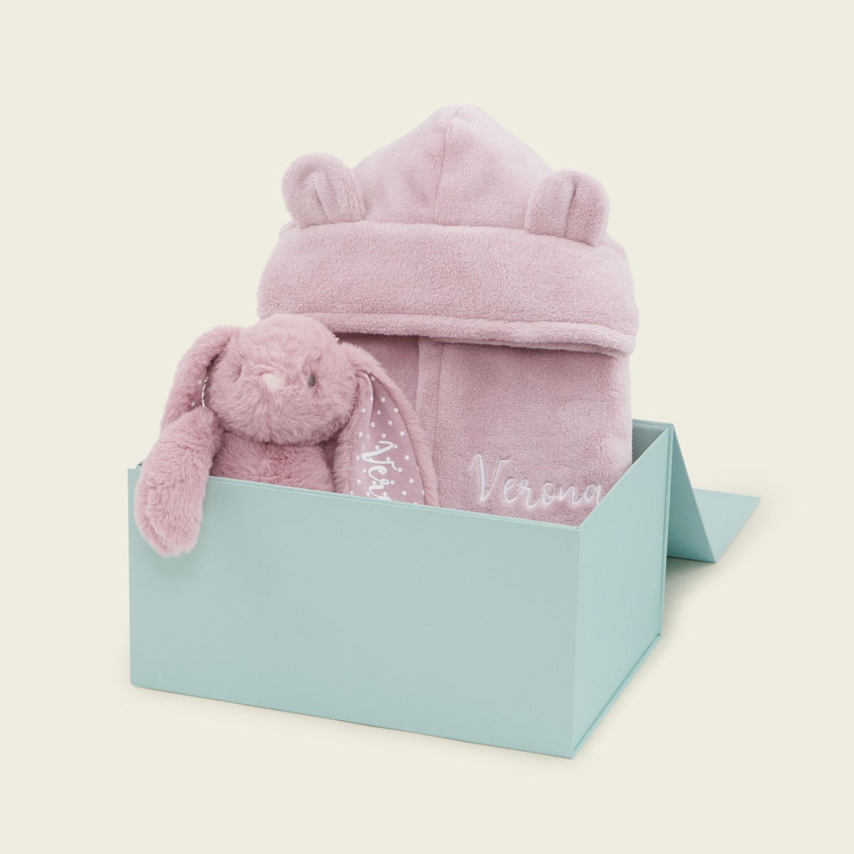Personalised Mauve Pink Robe and Bunny Goodnight Gift Set