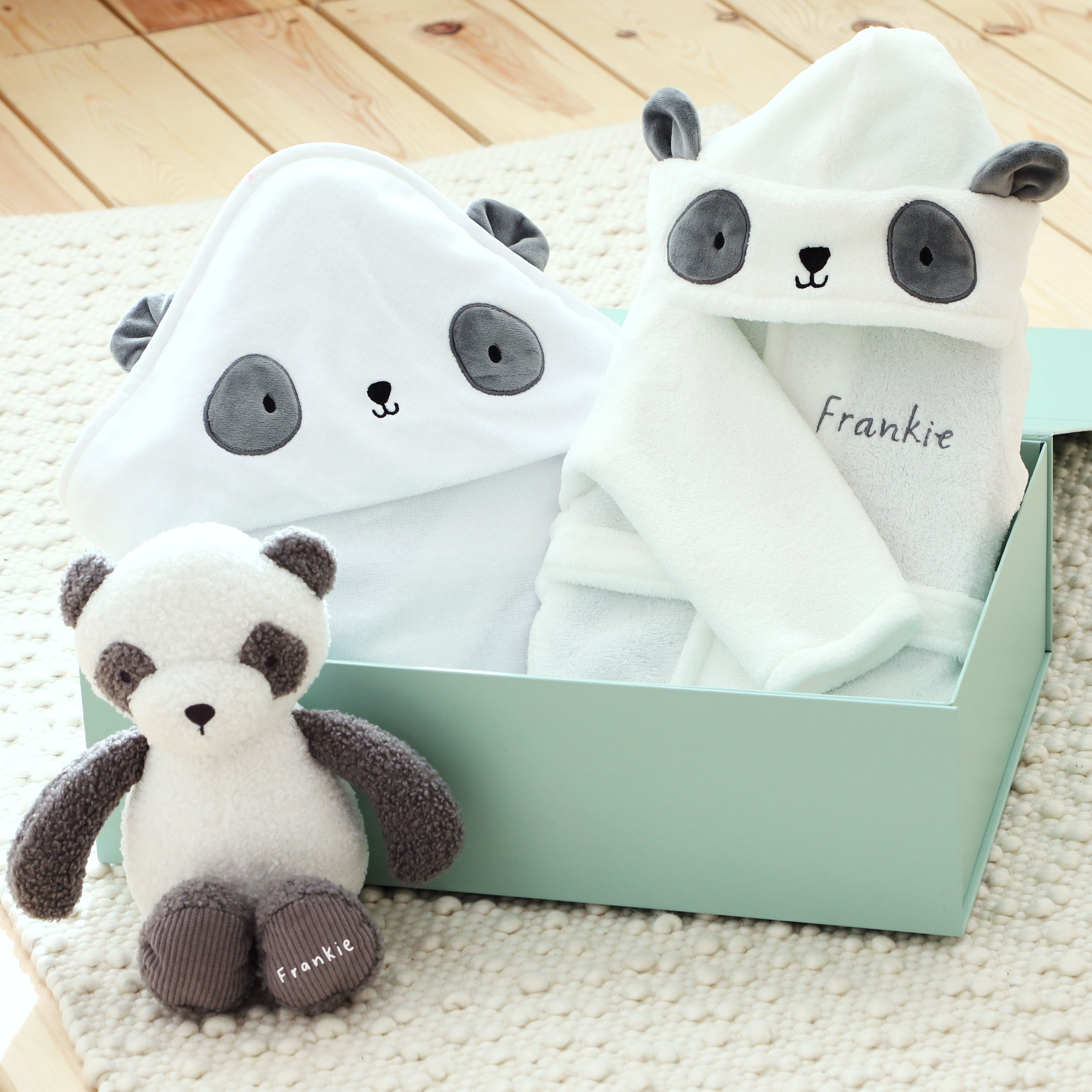 Personalised Panda Splash, Snuggle & Cuddle Set