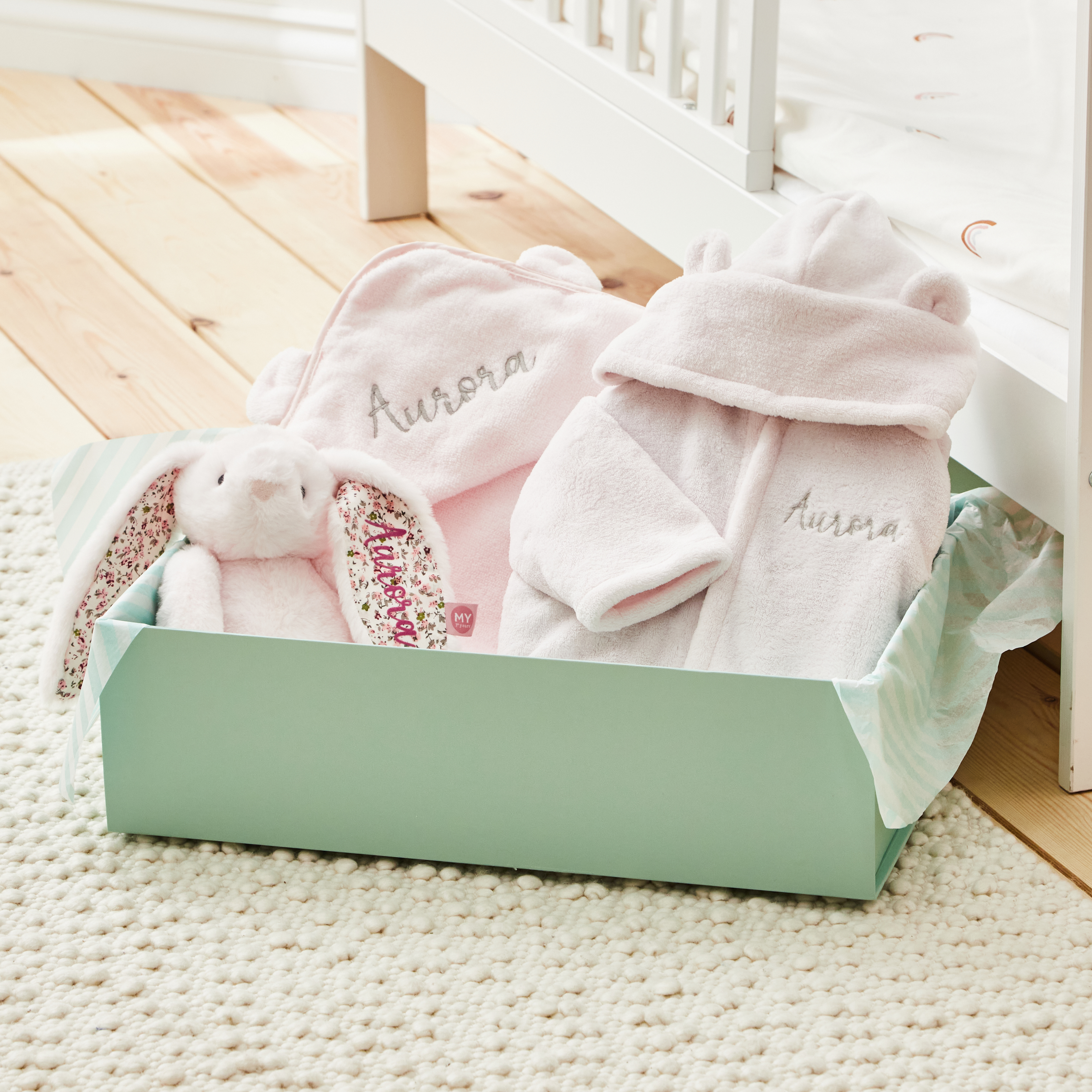 Personalised Light Pink Splash, Snuggle & Cuddle Gift Set