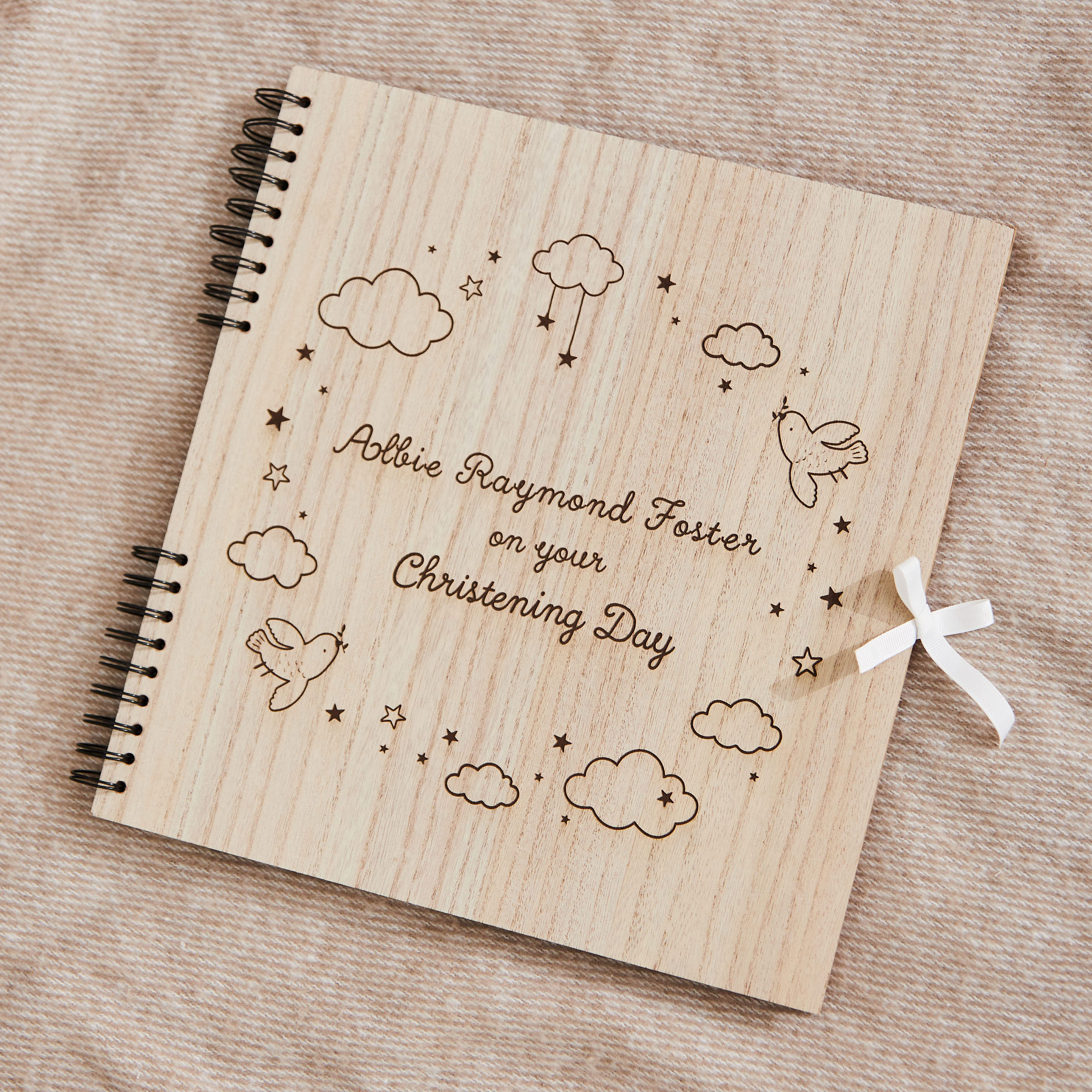 Personalised Wooden Christening Day Scrapbook