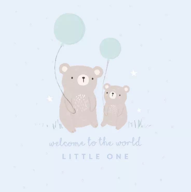 Personalised Bear Design New Baby Greetings Card