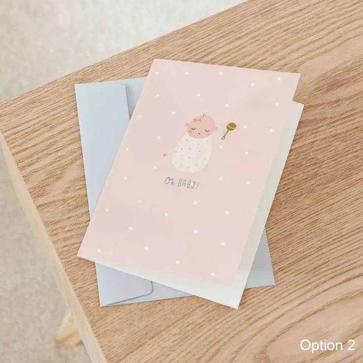 Personalised Pink New Baby Greetings Card
