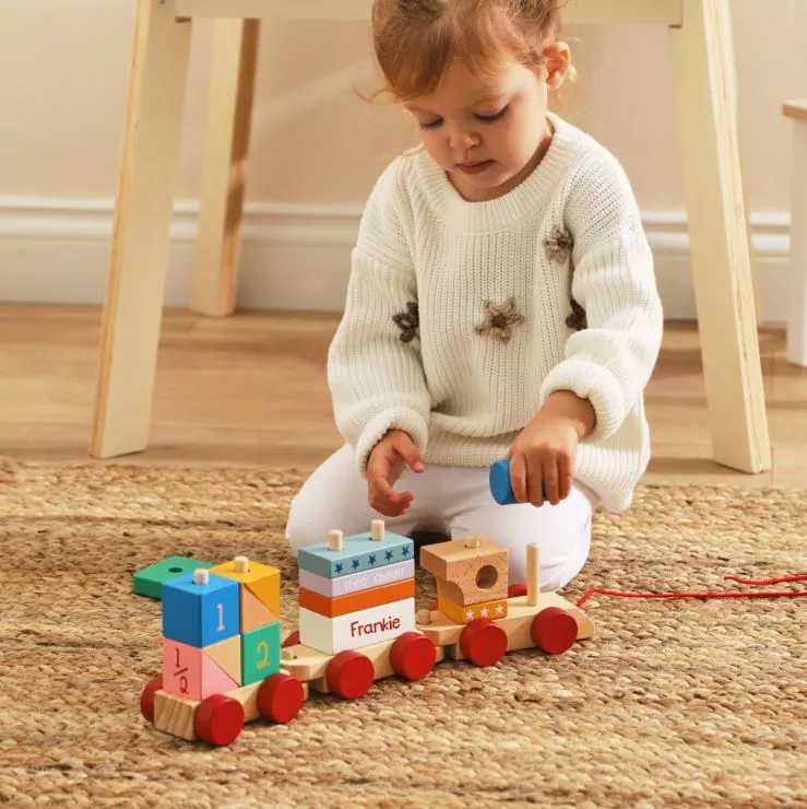 Personalised Primary Colour Wooden Pull-Along Train