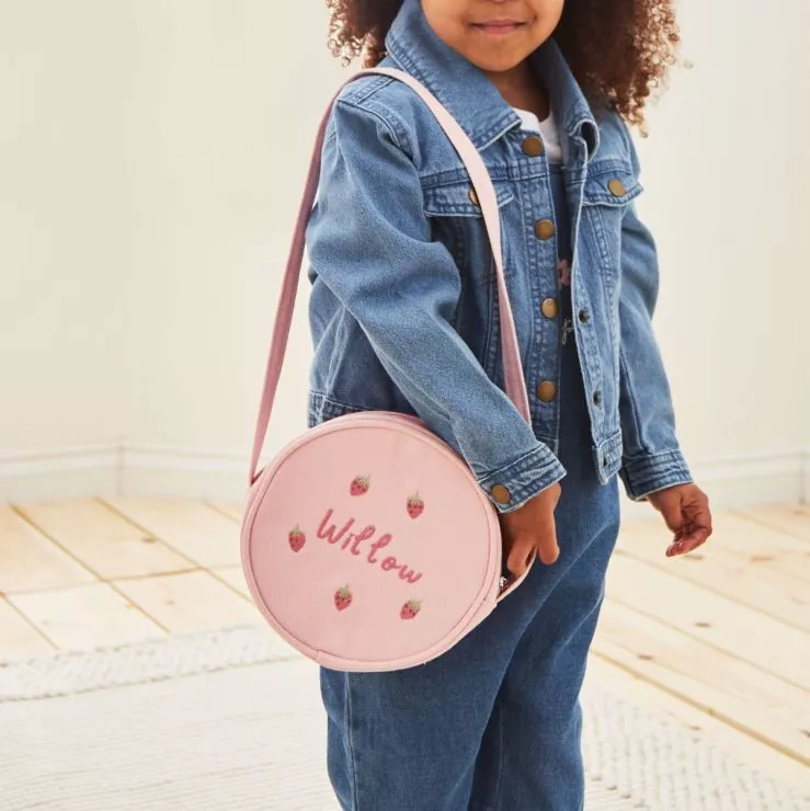 Personalised Strawberry Design Pink Handbag
