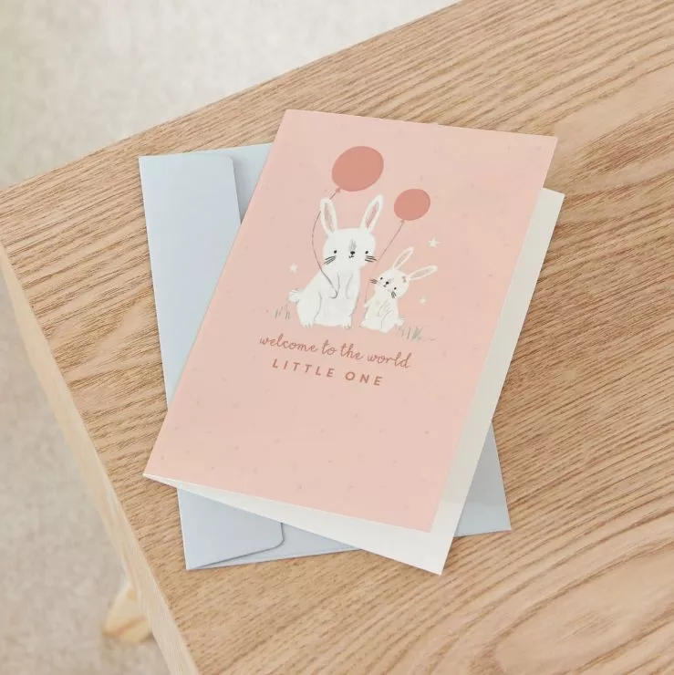 Personalised Bunny Design New Baby Greetings Card