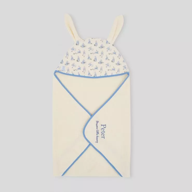 Personalised Cream Peter Rabbit Hooded Towel