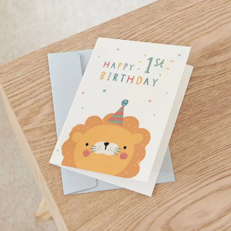 Personalised Little Lion's 1st Birthday Card