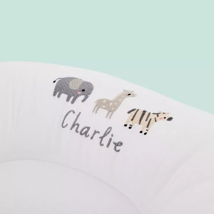 Personalised White Safari Design DockATot Baby Bed