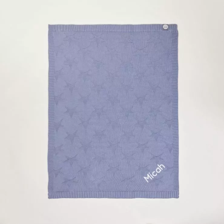 Personalised Blue Jacquard Star Blanket