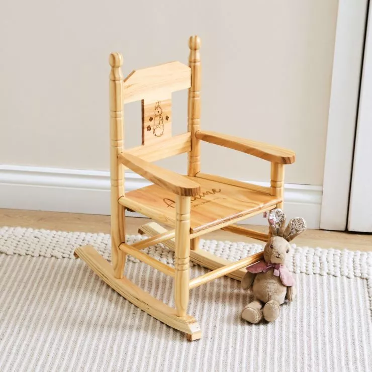 Personalised Flopsy Bunny Design Wooden Rocking Chair