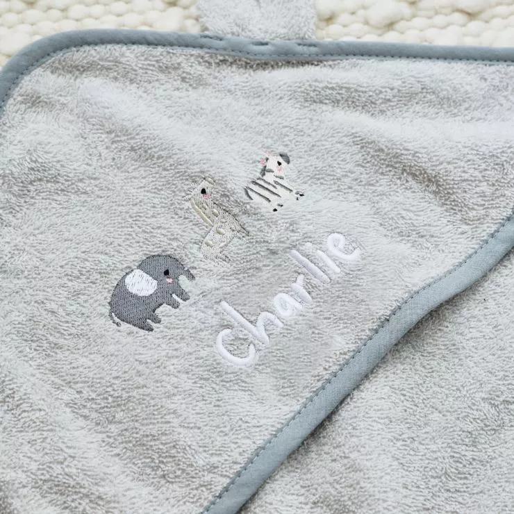 Personalised Grey Welcome to the World Hooded Towel