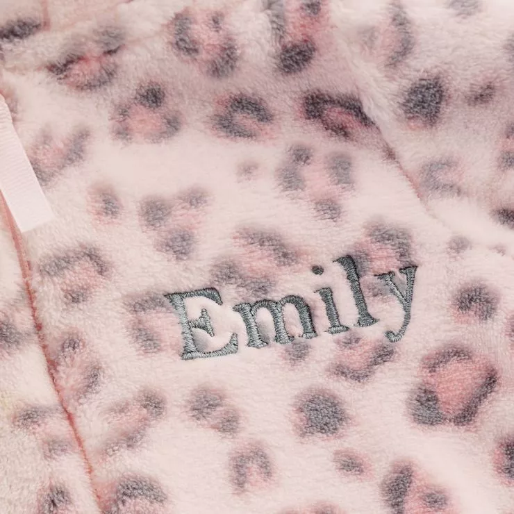 Personalised Pink Leopard Print Fleece Onesie - Personalisation