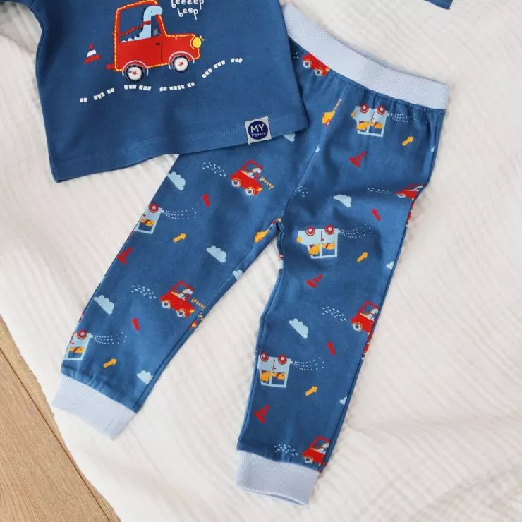 Personalised Blue Let's Go Jersey Pyjamas