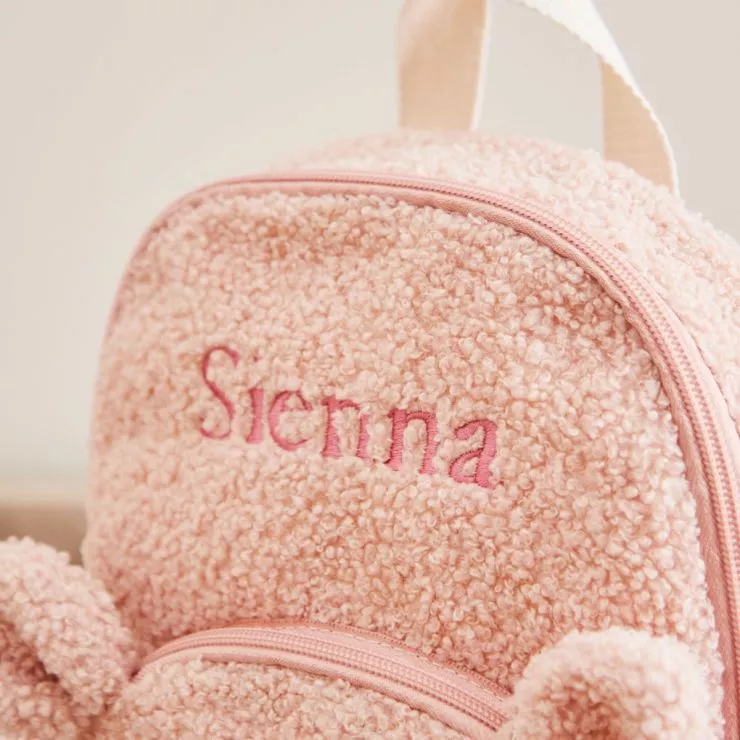 Personalised Fluffy Pink Fawn Mini Backpack
