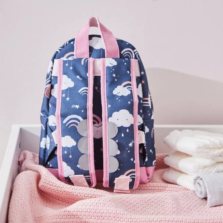 Personalised Blue Rainbow Print Classic Mini Backpack