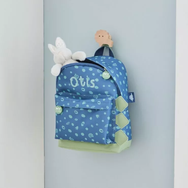 Personalised Blue Dinosaur Print Classic Mini Backpack