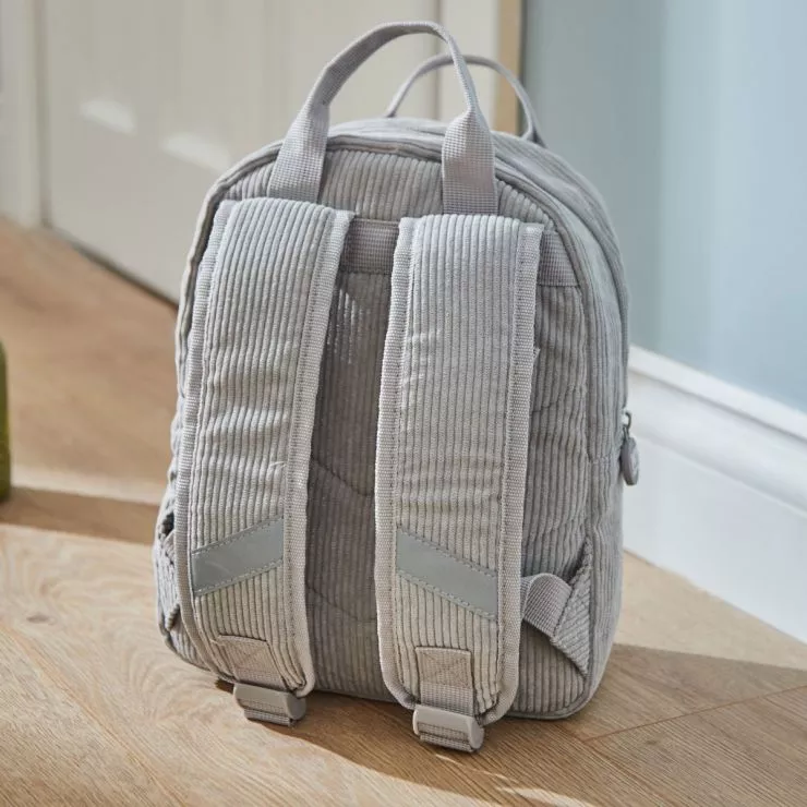 Personalised Grey Cord Mini Backpack