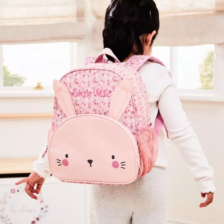 Personalised Pink Bunny Medium Backpack