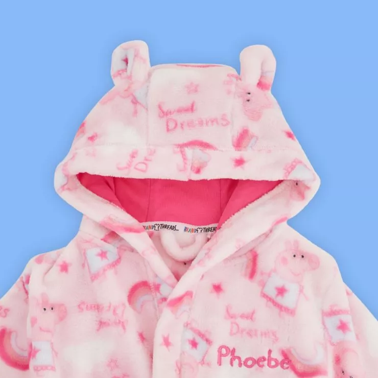 Personalised Pink Peppa Pig Fleece Robe
