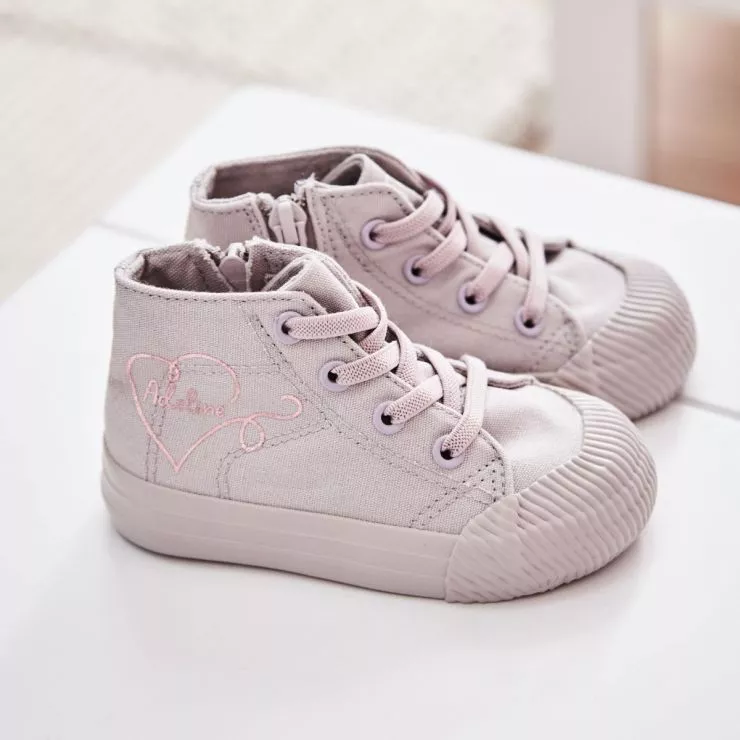 Personalised Grey Heart Toddler High Top Trainers