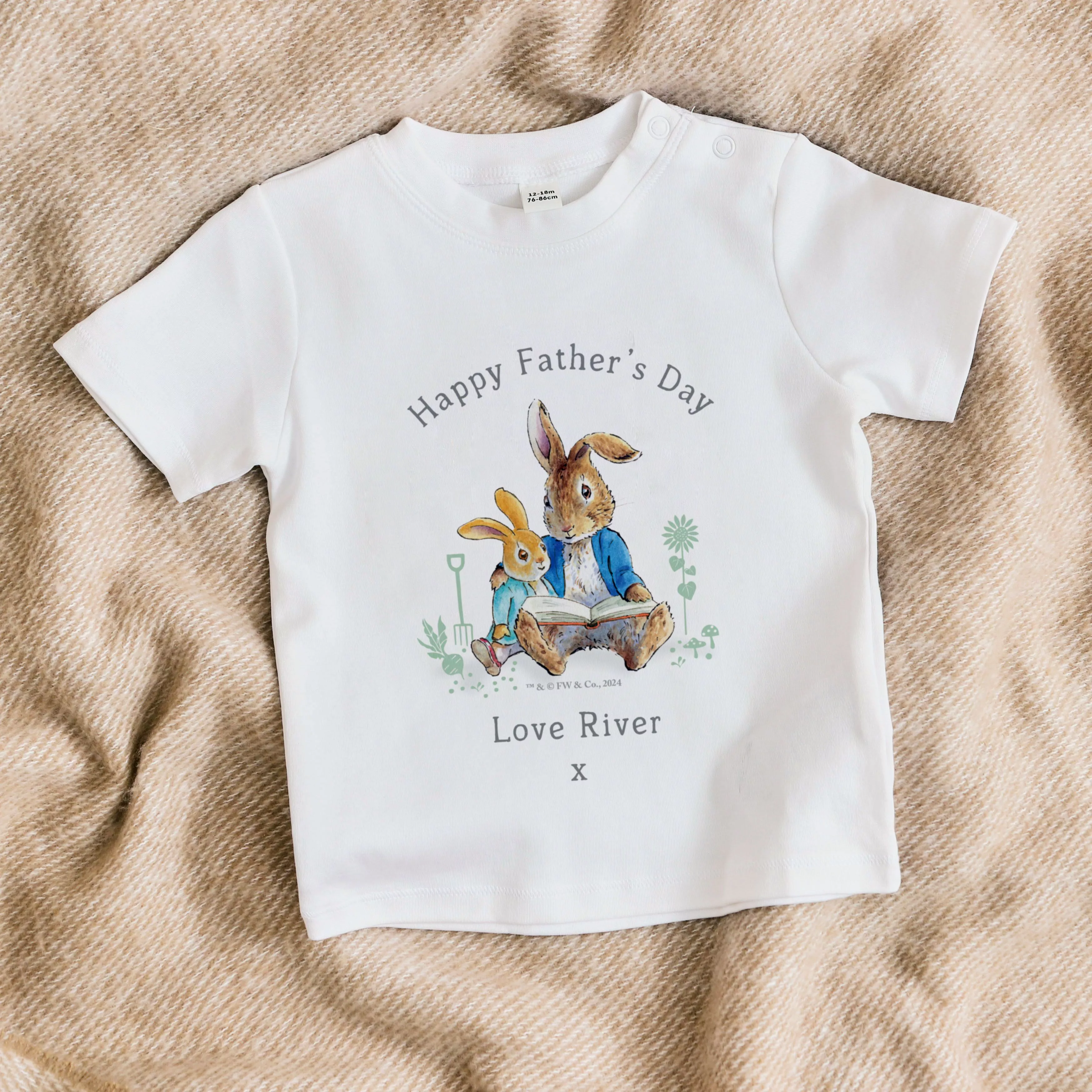 Personalised Peter Rabbit Happy Father's Day T-Shirt 
