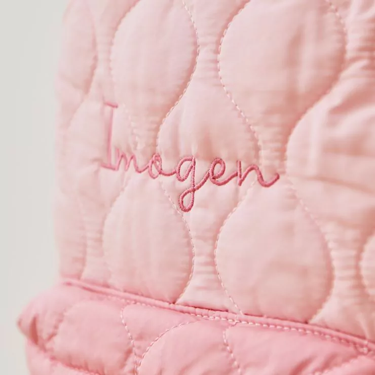 Personalised Pink Quilted Medium Backpack