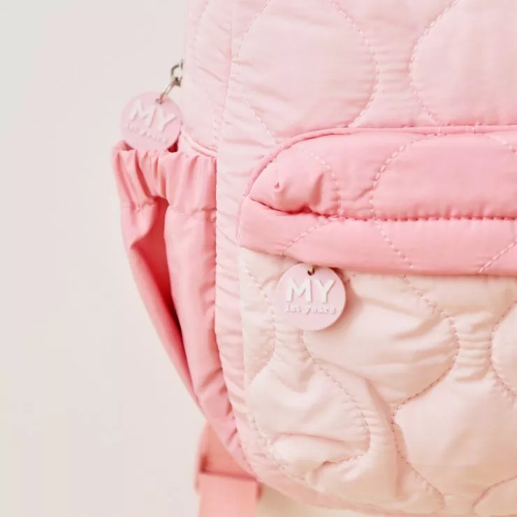 Personalised Pink Quilted Medium Backpack
