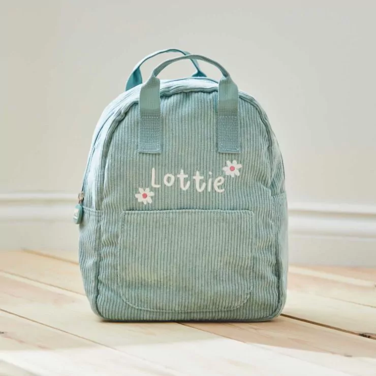 Personalised Daisy Sage Mini Cord Backpack 