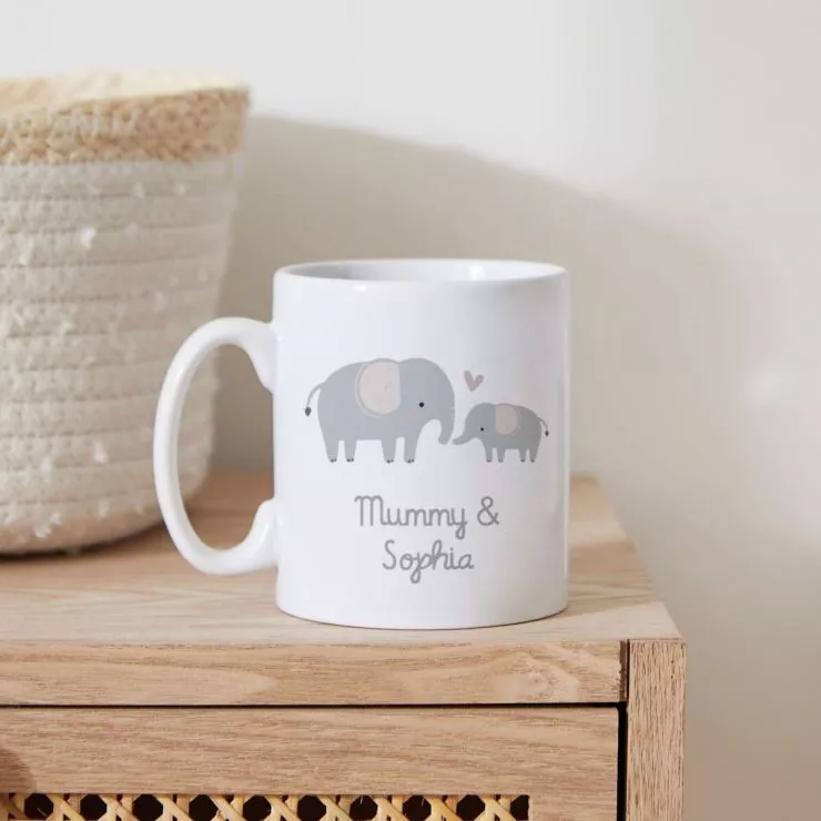 Personalised Mummy and Me Elephant Mug