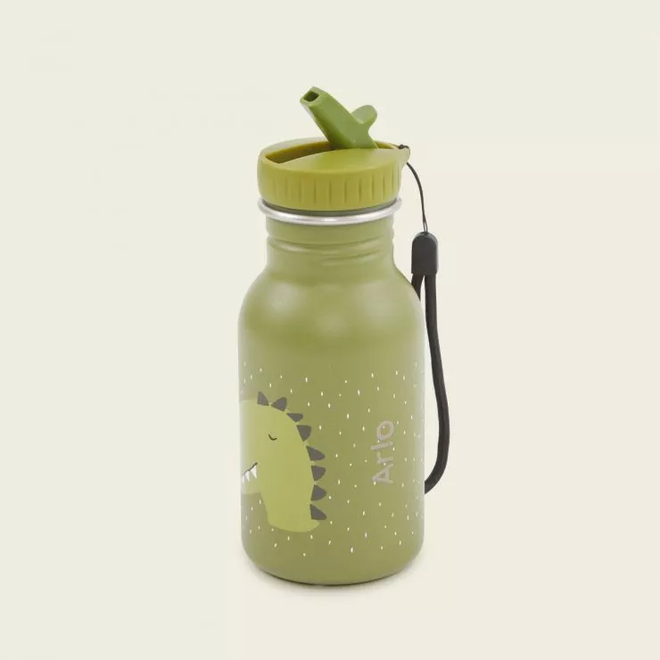 Personalised Trixie Green Dinosaur 350ml Water Bottle