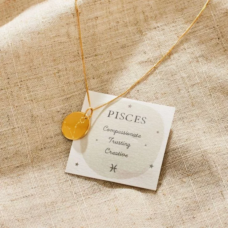 Personalised Gold Pisces Adults Necklace