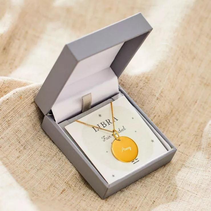 Personalised Gold Libra Adults Necklace