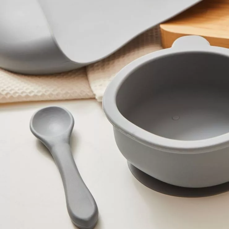 Grey Silicone Mealtime Set