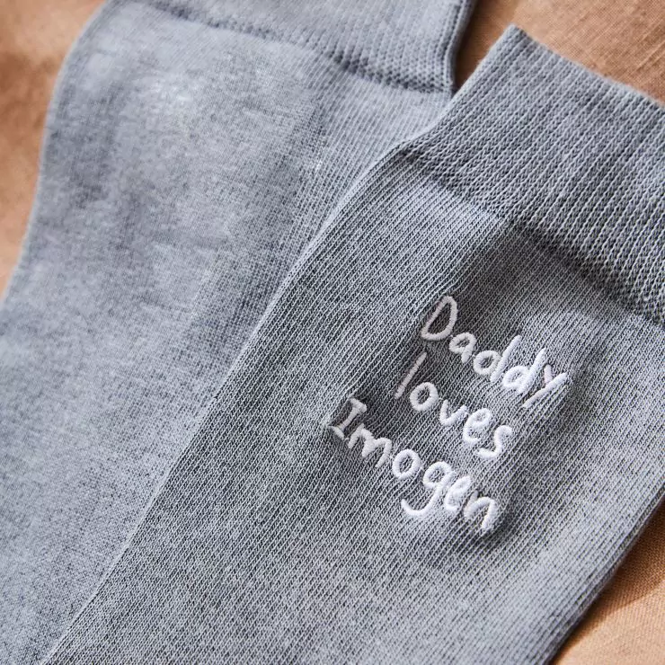 Personalised Father's Day Loves Daddy Grey Socks