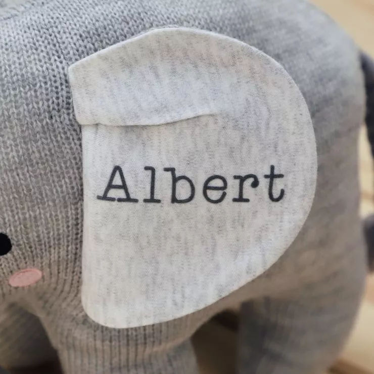 Personalised Grey Knitted Elephant Soft Toy