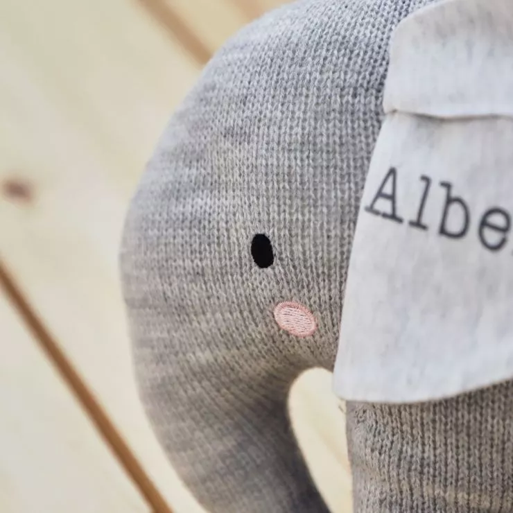 Personalised Grey Knitted Elephant Soft Toy