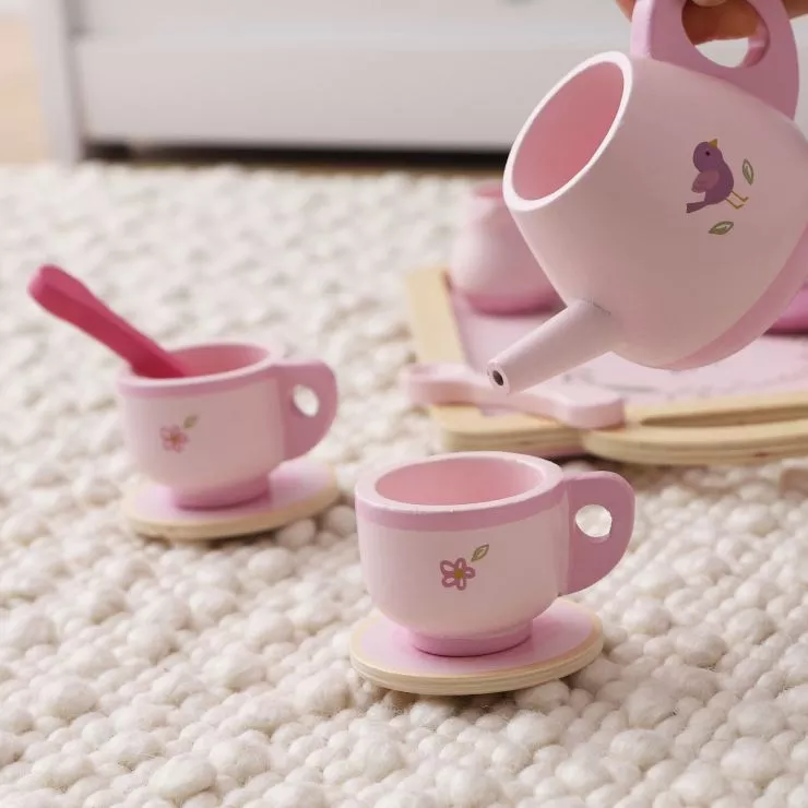 Personalised Pink Wooden Tea Set Toy