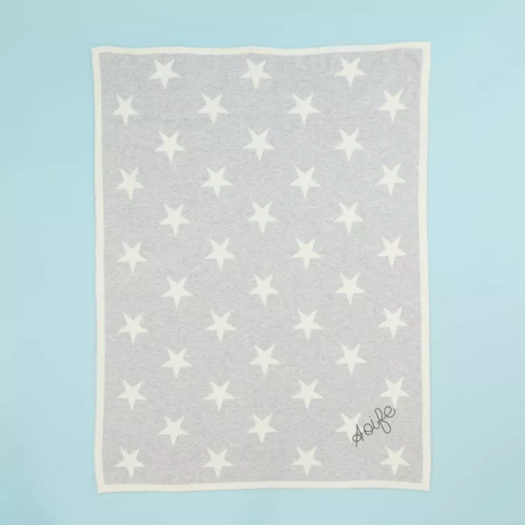 Personalised Grey Star Intarsia Blanket