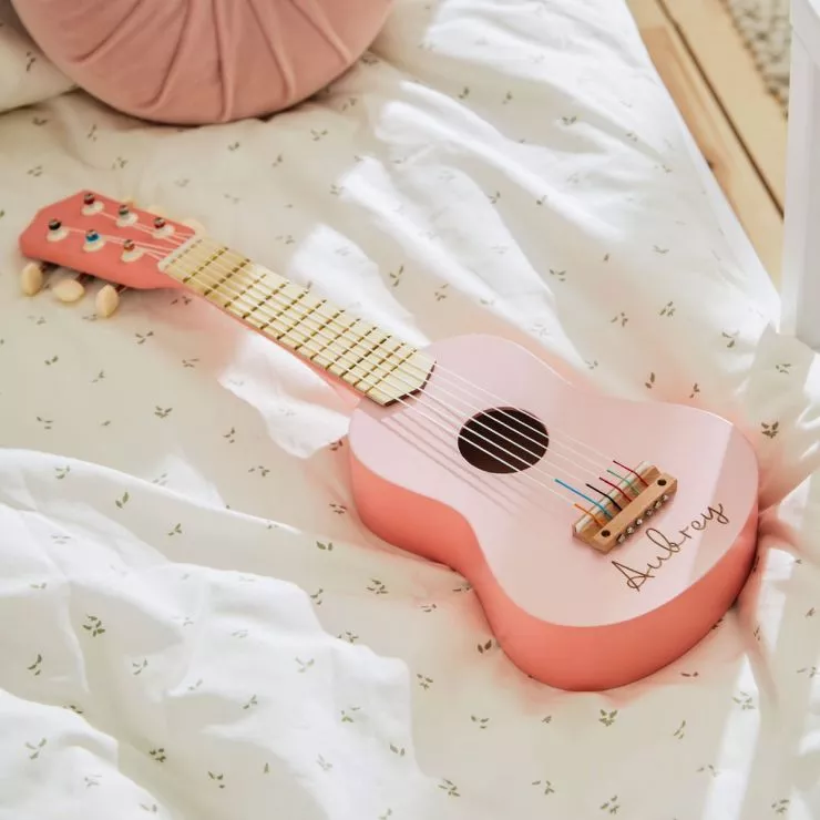 Personalised Pink Guitar Wooden Toy