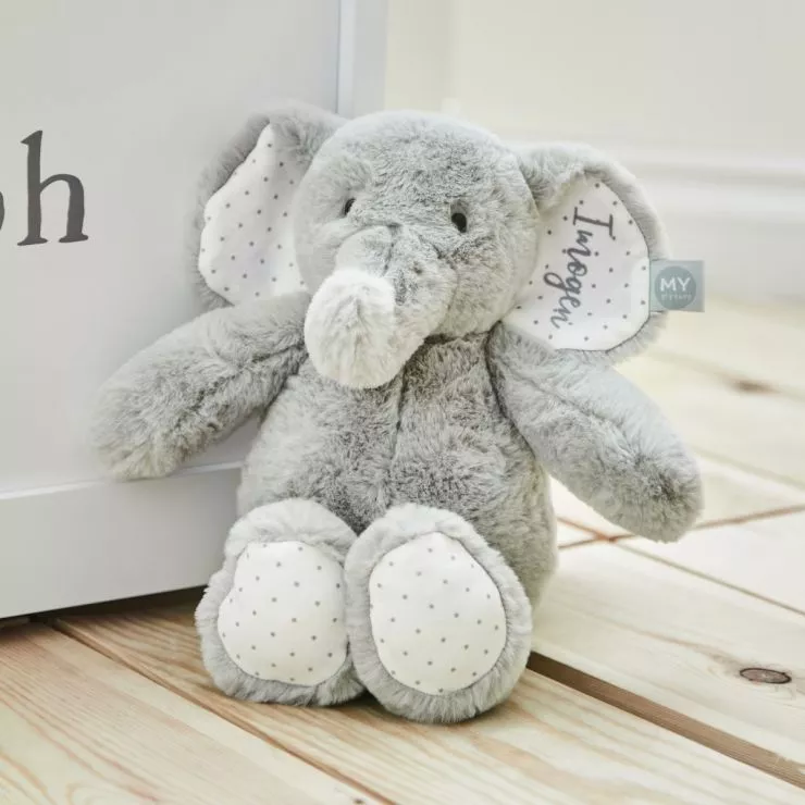 Personalised Light Grey Elephant Soft Toy