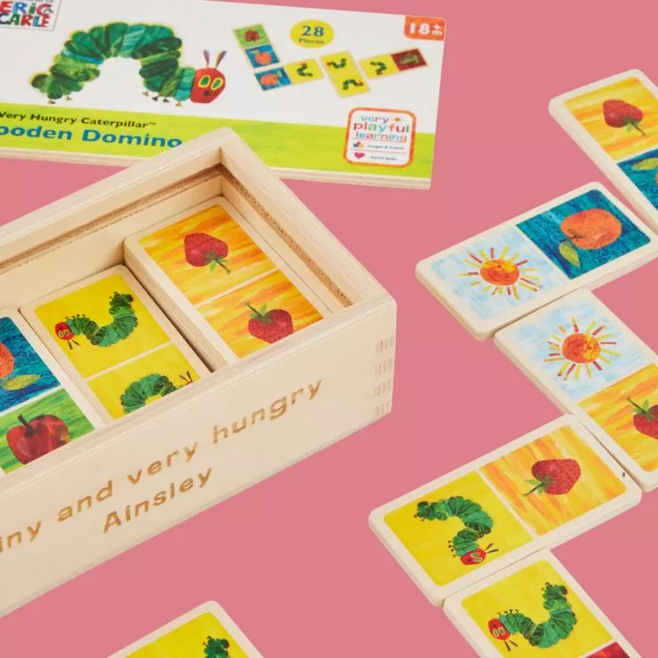 Personalised The Very Hungry Caterpillar Wooden Dominoes Set