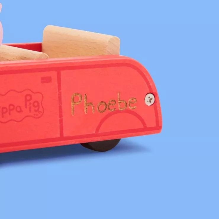 Personalised Peppa Pig Wooden Red Car Toy