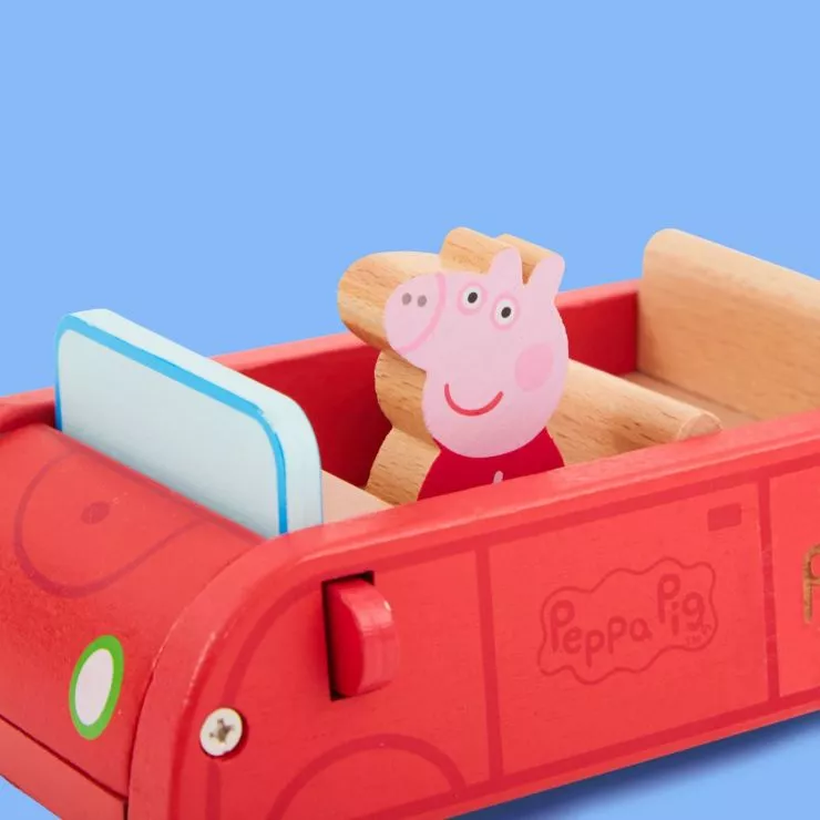 Personalised Peppa Pig Wooden Red Car Toy