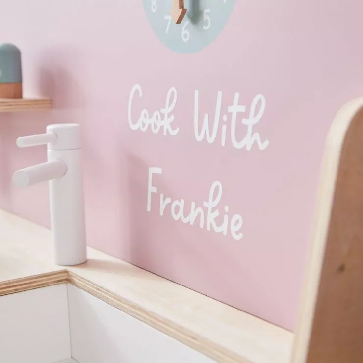 Personalised Pink Wooden Kitchen Play Set