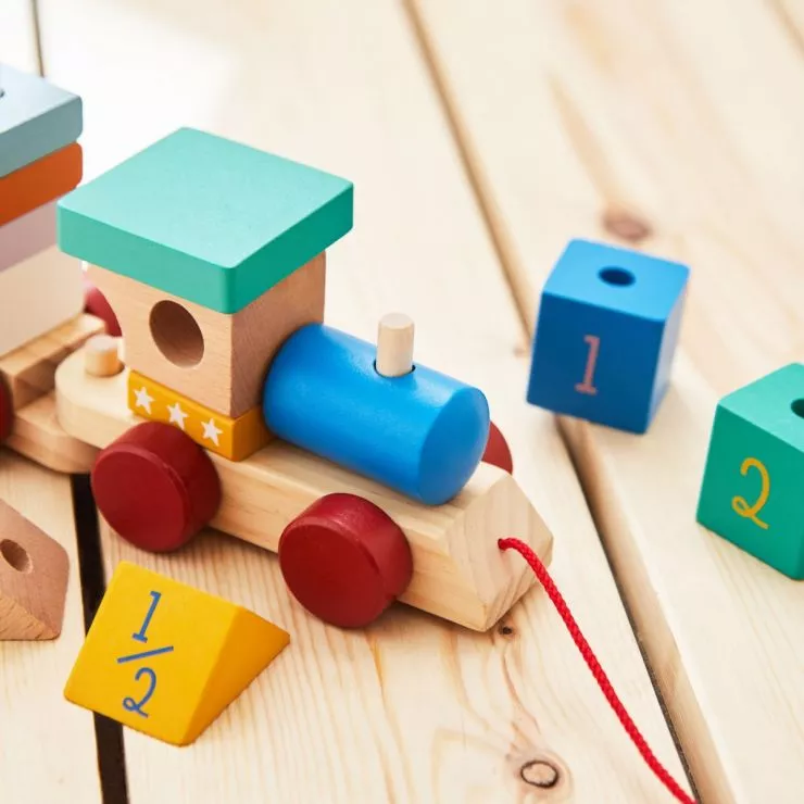 Personalised Primary Colour Wooden Pull-Along Train