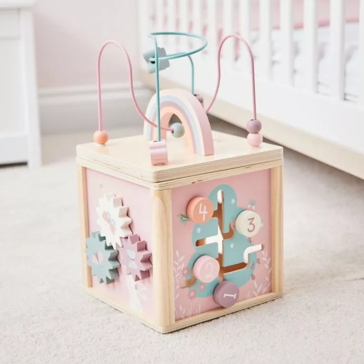 Personalised Pink Wooden Activity Cube