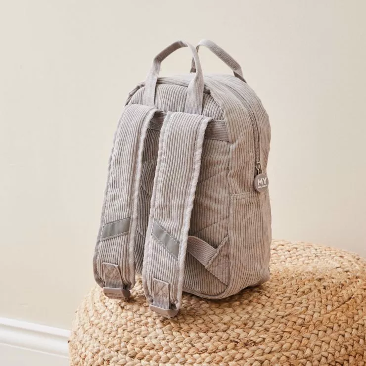 Personalised Grey Cord Safari Design Mini Backpack