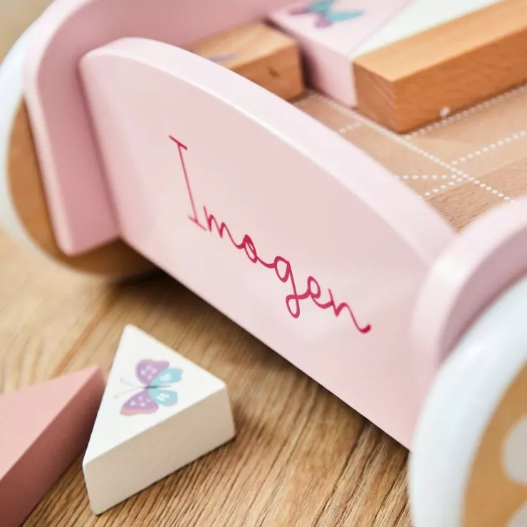 Personalised Pink Push-Along Activity Walker With Blocks
